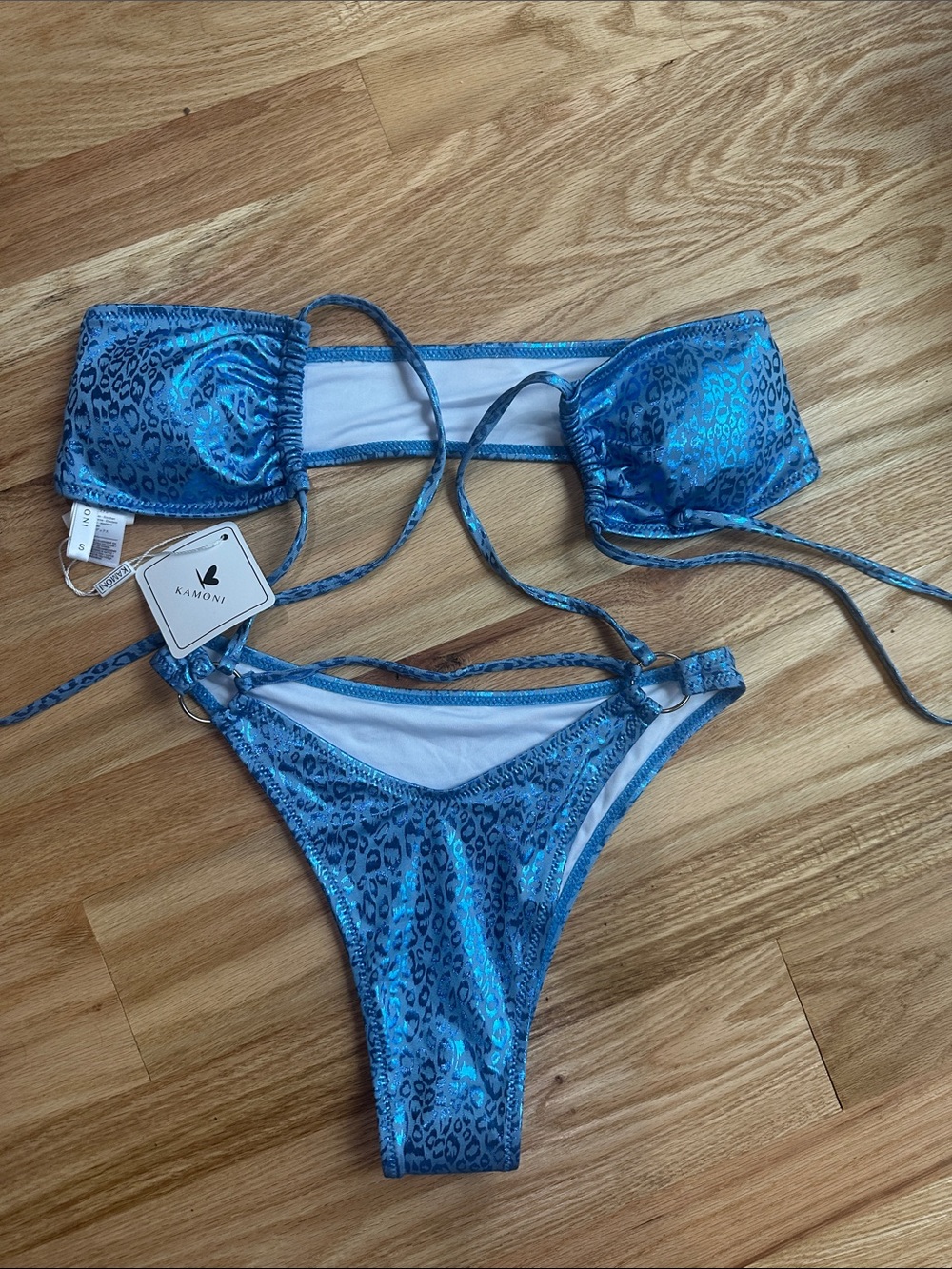 Kamoni Blue Metallic Leopard Print Bikini